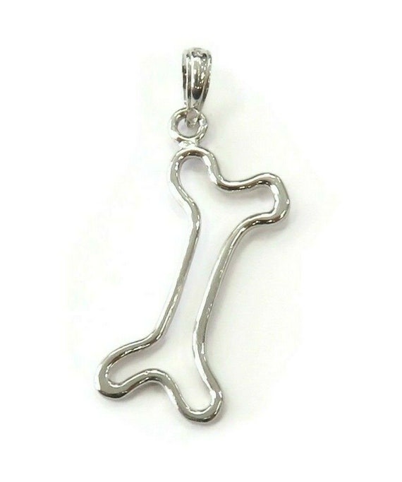 White gold dog shop bone pendant necklace