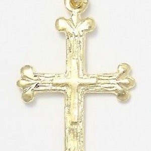 14k Yellow Gold Cross Charm Necklace Pendant