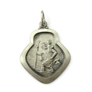 Sterling Silver 0.925 Saint St Christopher Framed Medal Necklace Pendant Charm