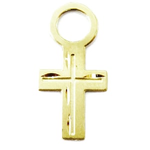 14K Yellow Gold Cross Crucifix Charm Necklace Pendant ~ 0.2