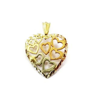 14K Giallo Cuore Oro Cuore Fascino Collana Ciondolo - 1.5g