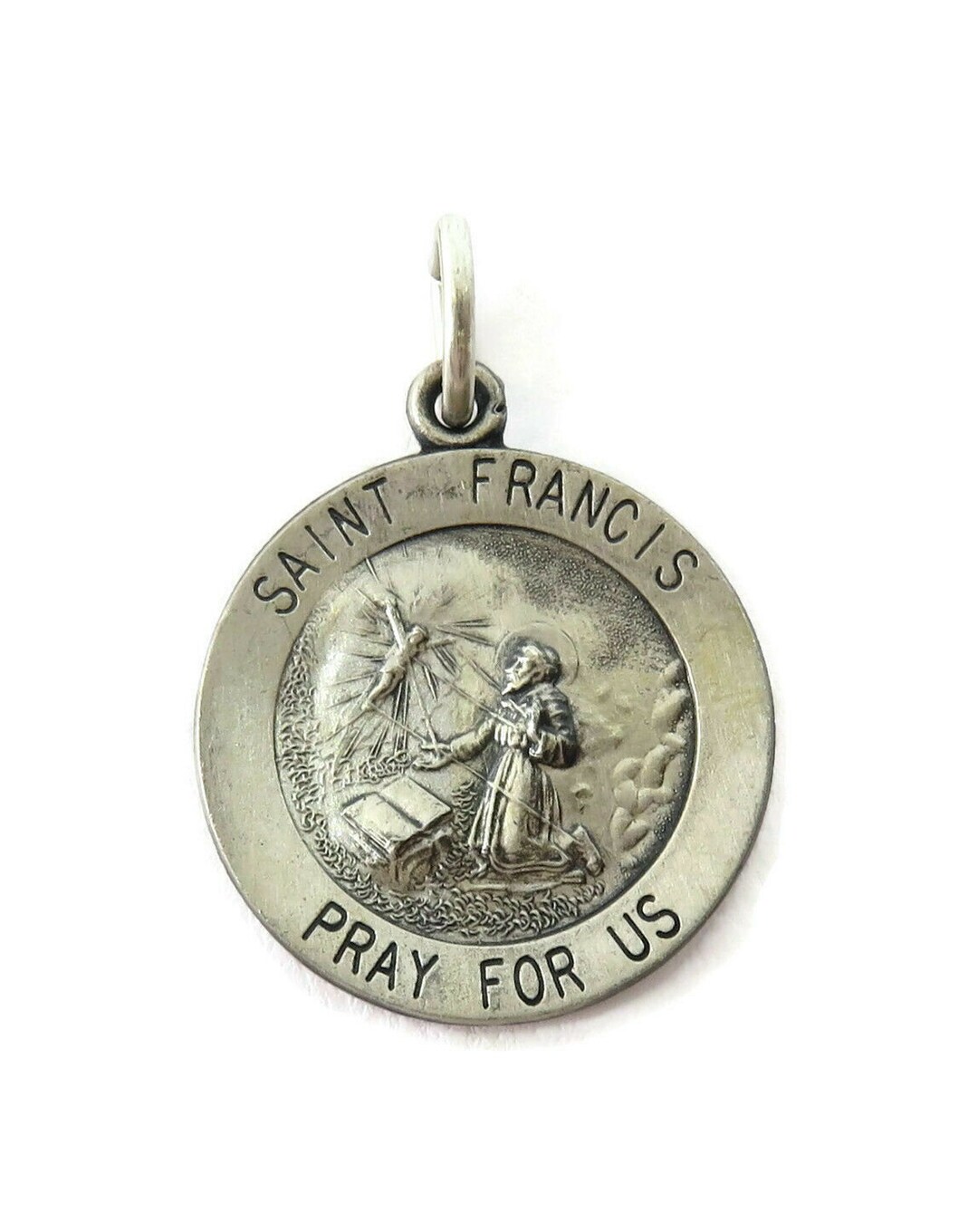 Sterling Silver 0.925 Saint St Francis Medal Necklace Pendant Charm - Etsy