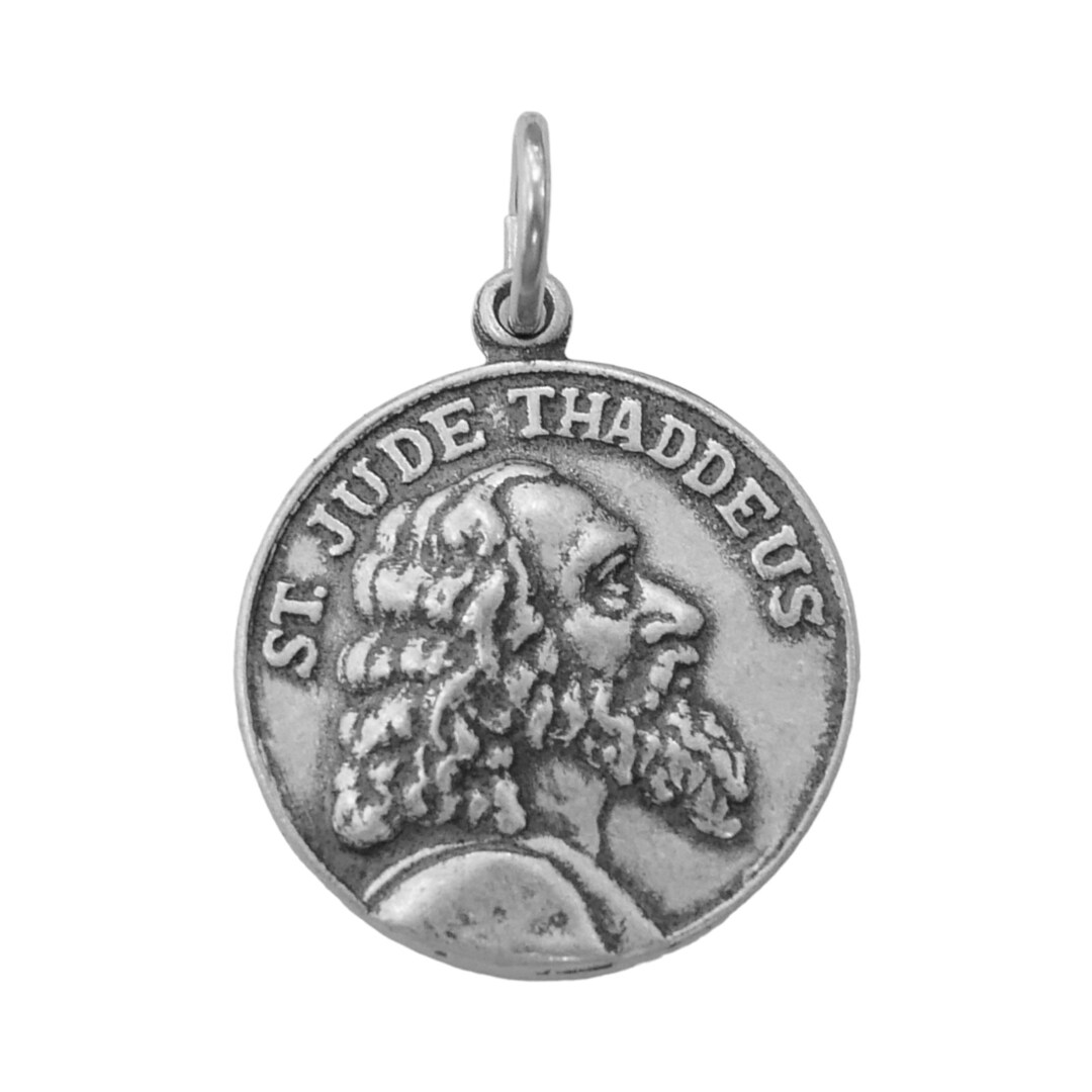 Sterling Silver Round Saint St. Jude Thaddeus Medal Necklace Charm ...