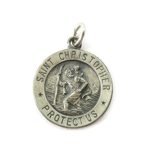Sterling Silver 0.925 Saint St Christopher Medal Necklace Pendant Charm