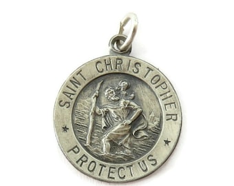 Sterling Silver 0.925 Saint St Christopher Medal Necklace Pendant Charm