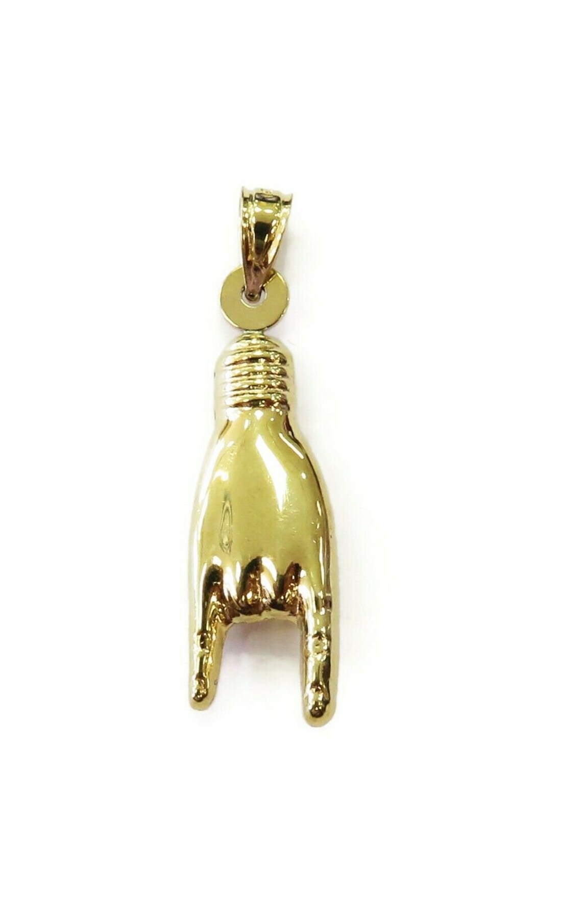 10K Yellow Gold Italian Good Luck Mano Cornuto Hand Charm Etsy Polska