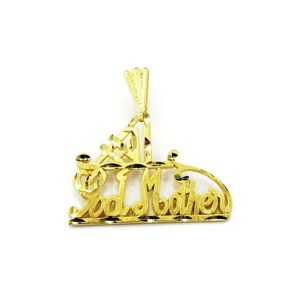 14K Yellow Gold Number #1 God Mother Charm Necklace Pendant ~ 1.3