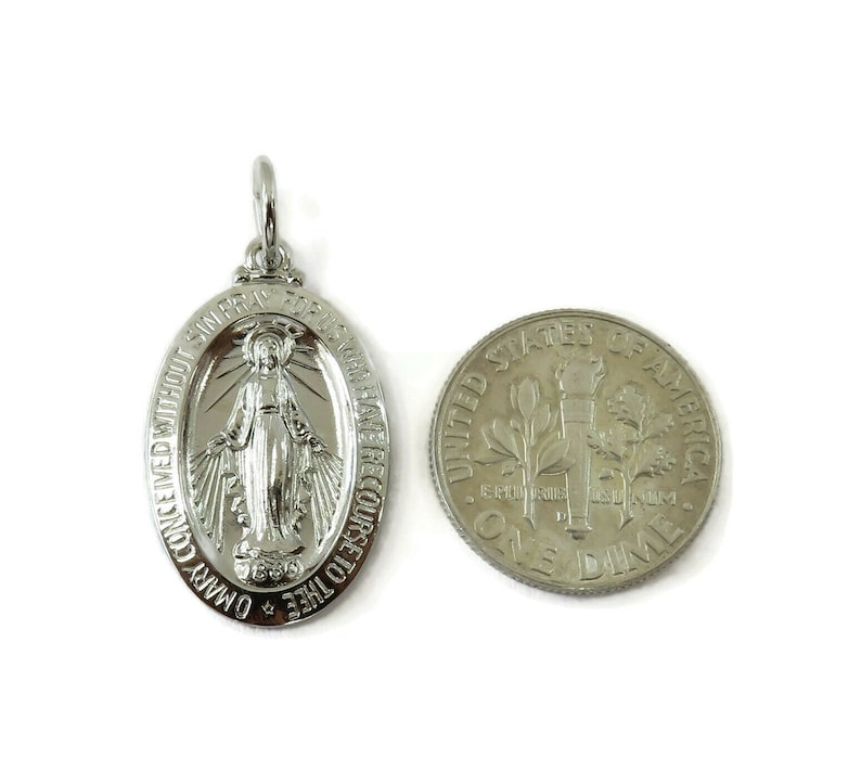 Sterling Silver 0.925 Oval Miraculous Virgin Mary Medal - Etsy