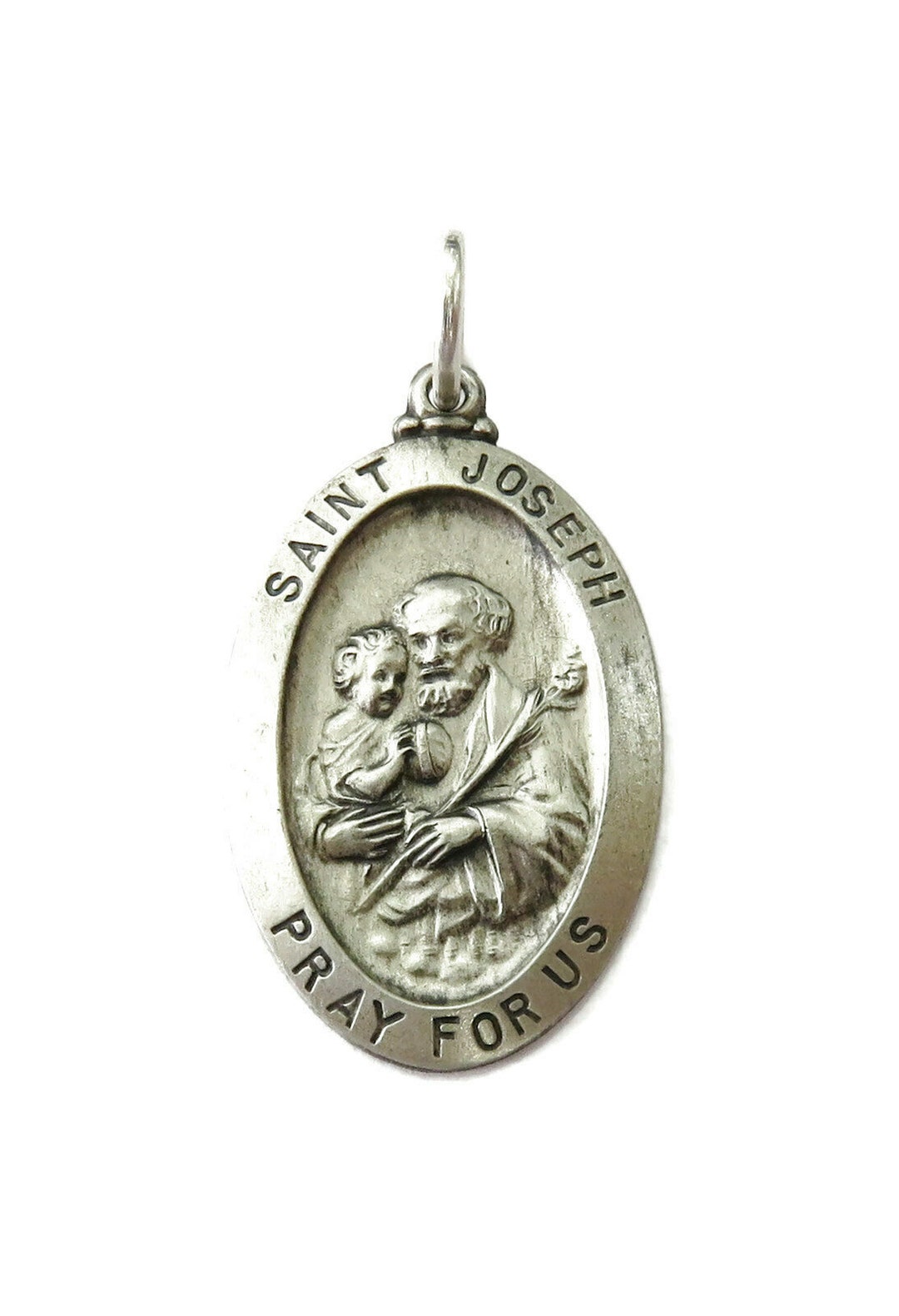 Sterling Silver 0.925 Saint Joseph Oval Medal Necklace Pendant Charm - Etsy