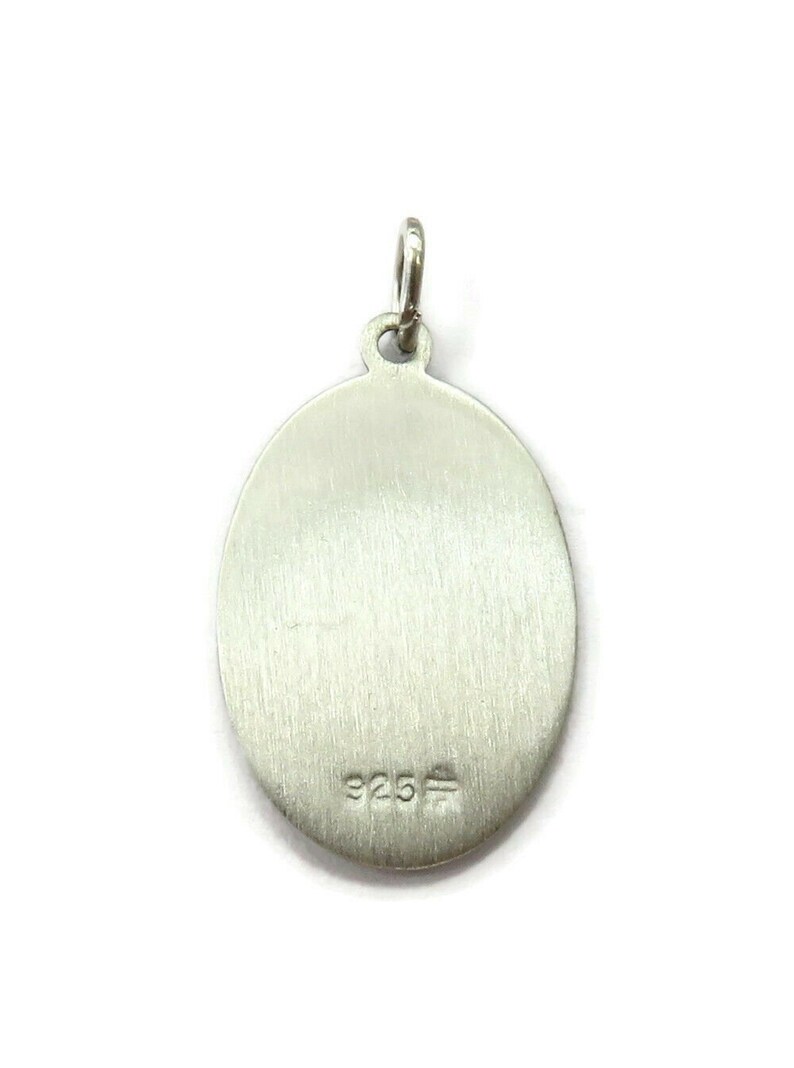Sterling Silver 0.925 Oval Sacred Heart of Jesus Medal Necklace Pendant ...