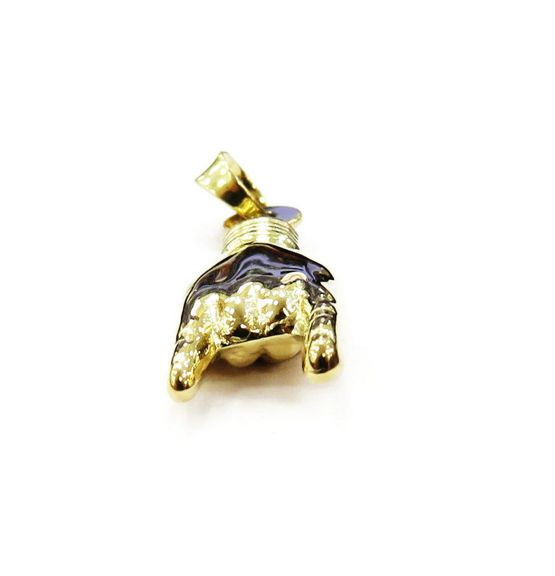 14K Yellow Gold Italian Good Luck Mano Cornuto Hand Charm Etsy