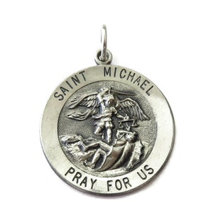 Sterling Silver 0.925 Saint St Michael Archangel Medal Necklace Pendant Charm