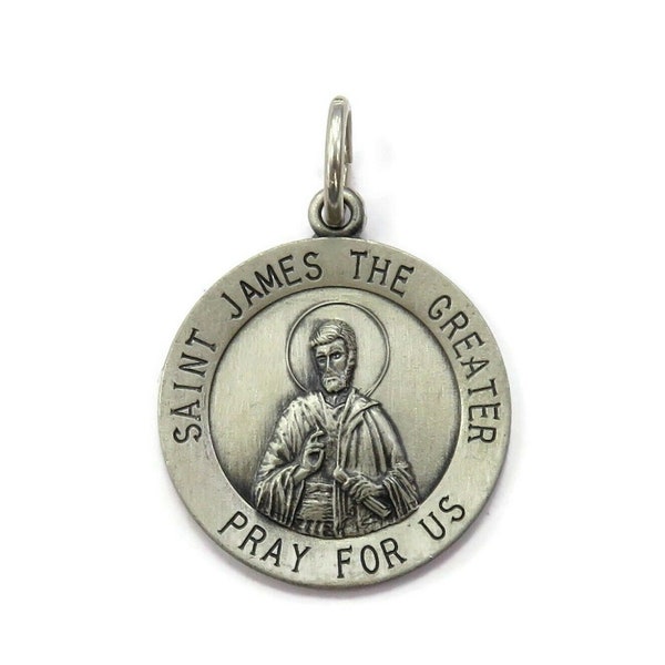 Sterling Silver 0.925 Saint James The Greater Medal Necklace Pendant Charm