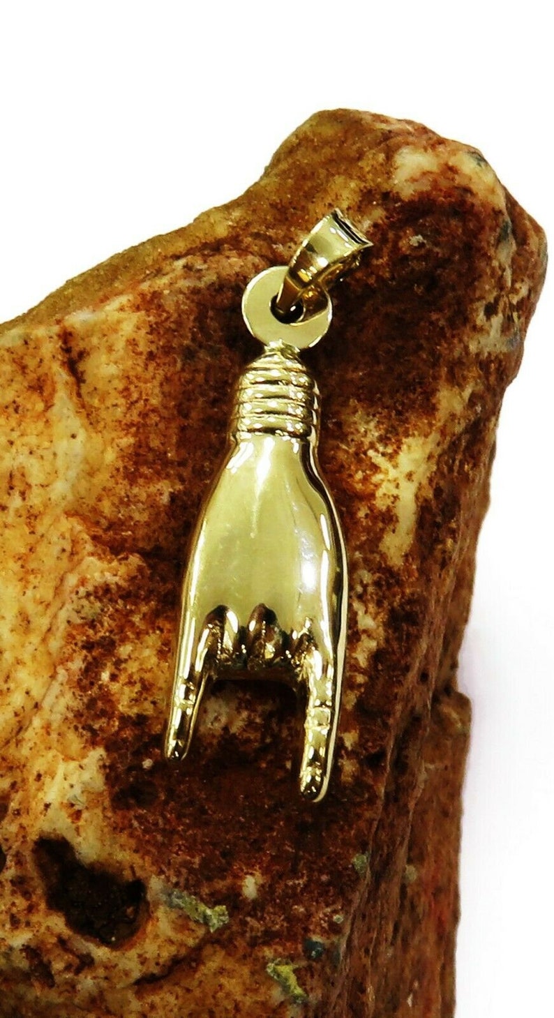 14K Yellow Gold Italian Good Luck Mano Cornuto Hand Charm Etsy