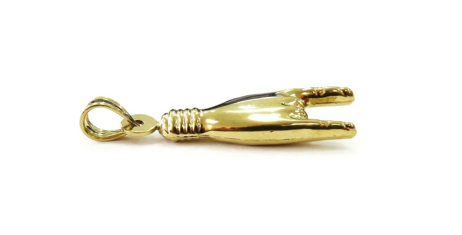 10K Yellow Gold Italian Good Luck Mano Cornuto Hand Charm Etsy