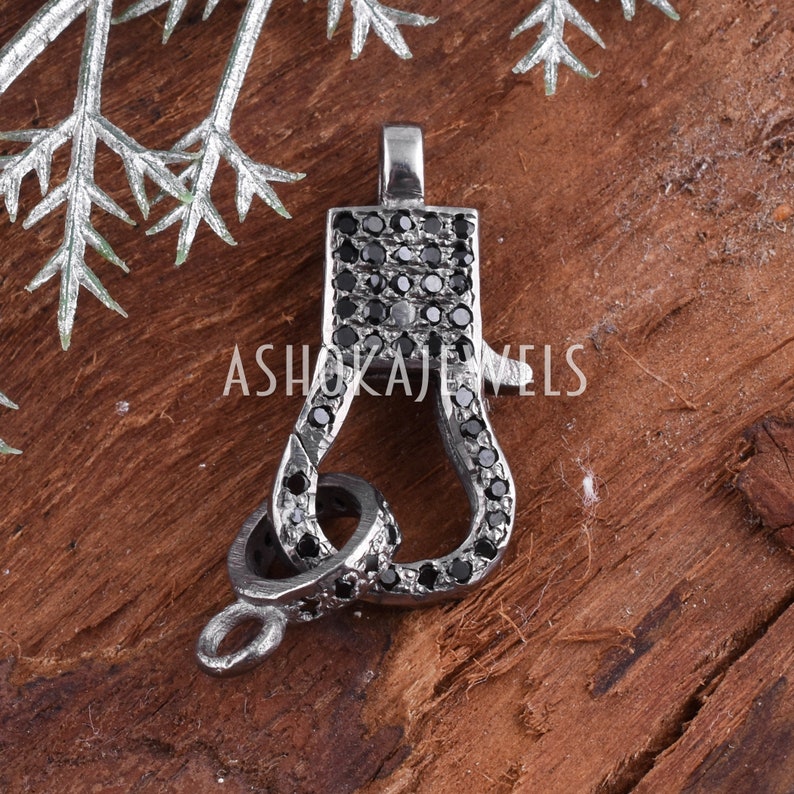 Pave Diamond Lock Finding Jewelry Pave Diamond Clasp Lobster Charm Finding AJLO84 1 Pcs Pave Black Spinel Lobster Lock Clasp Finding