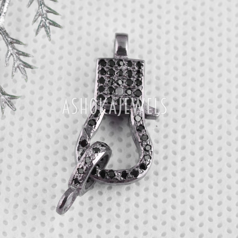 Pave Diamond Lock Finding Jewelry Pave Diamond Clasp Lobster Charm Finding AJLO84 1 Pcs Pave Black Spinel Lobster Lock Clasp Finding