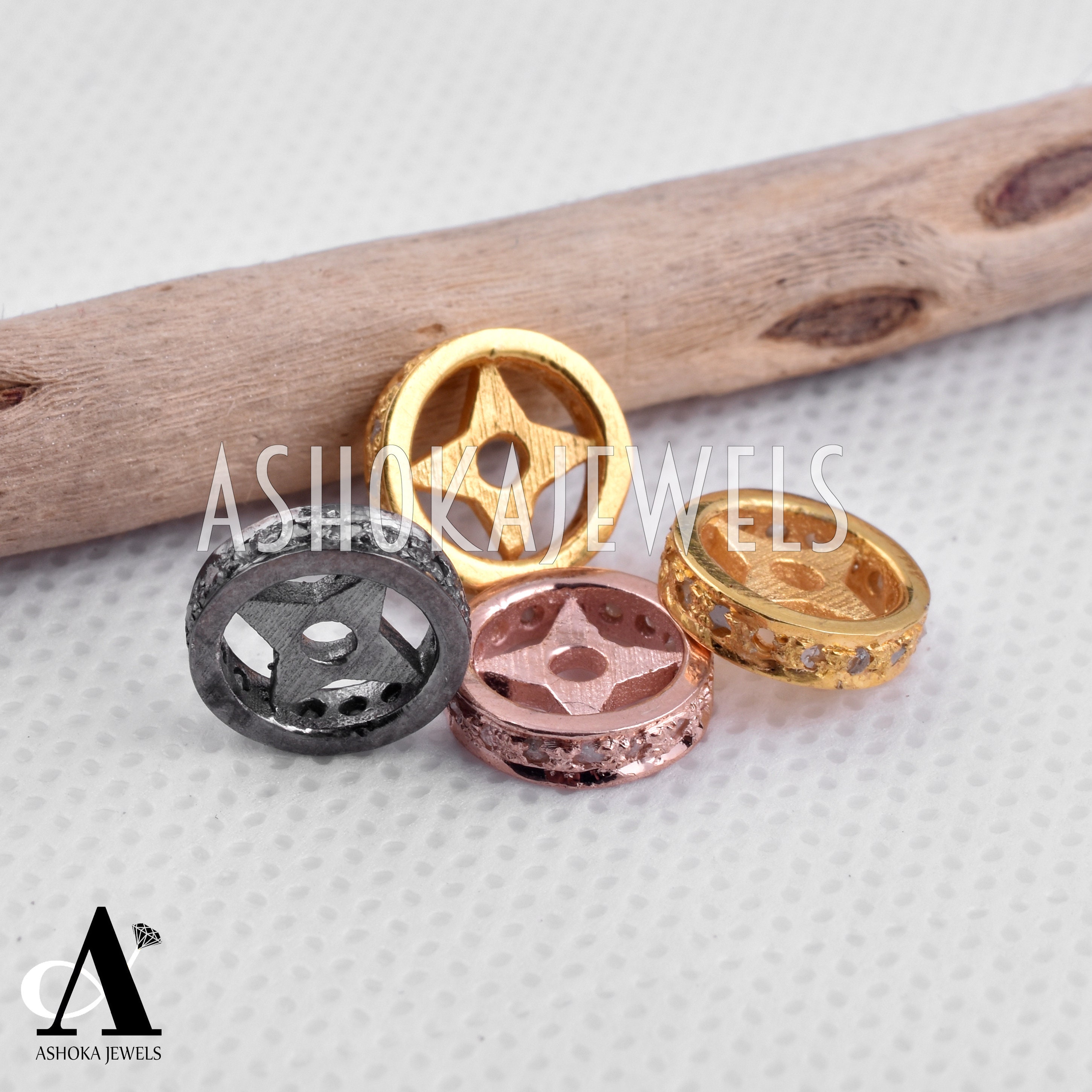 Spacers Design Pave Diamond Spacer Findings Pave Diamond Bead Etsy UK