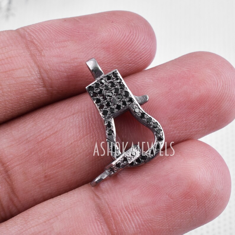 Pave Diamond Lock Finding Jewelry Pave Diamond Clasp Lobster Charm Finding AJLO84 1 Pcs Pave Black Spinel Lobster Lock Clasp Finding