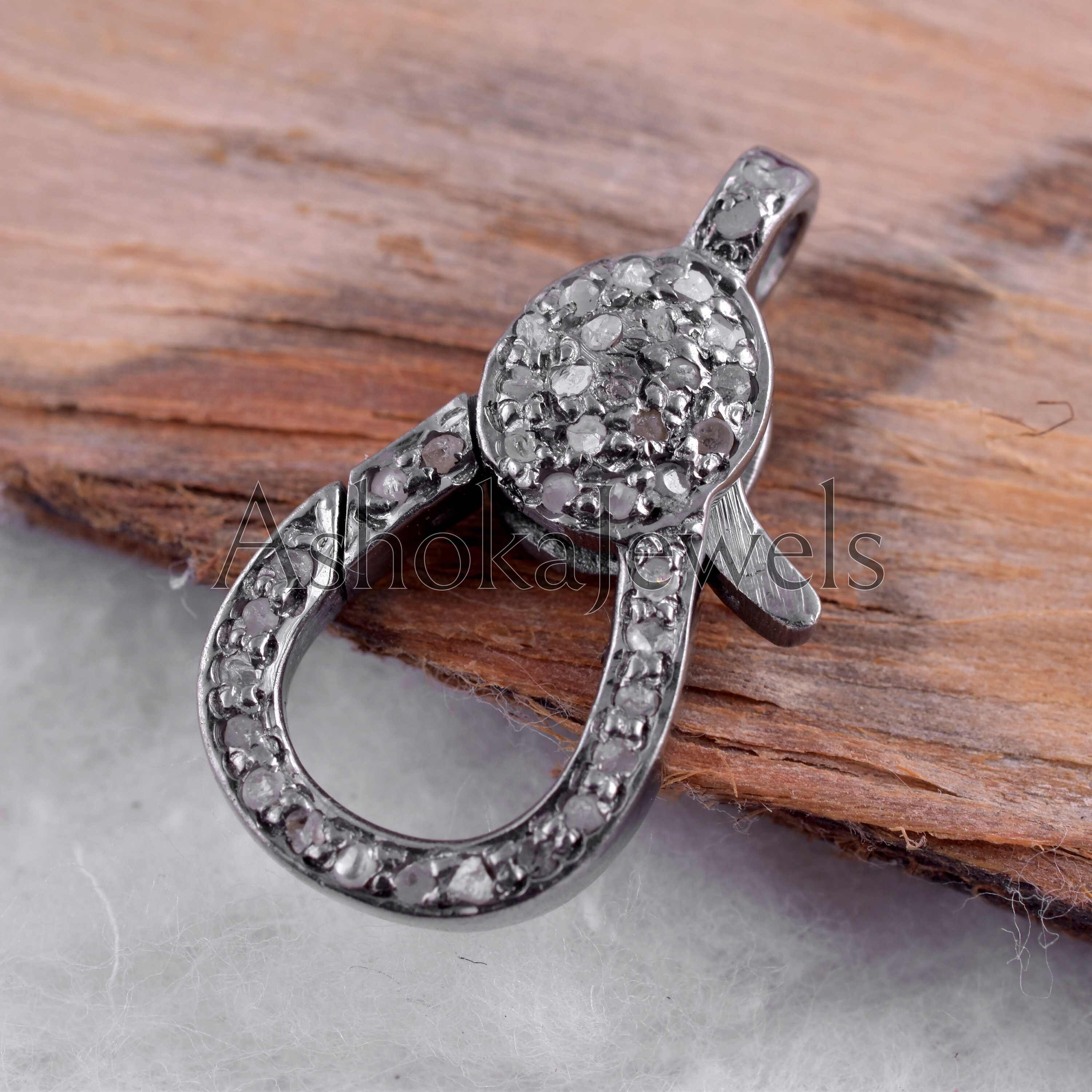 Beautiful Mini Clasp Finding Pave Diamond Lock Finding925 Etsy