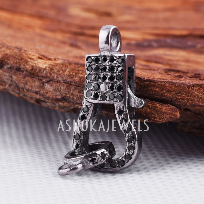 Pave Diamond Lock Finding Jewelry Pave Diamond Clasp Lobster Charm Finding AJLO84 1 Pcs Pave Black Spinel Lobster Lock Clasp Finding