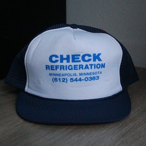 Vintage Check Refrigeration Minneapolis Minnesota Navy und Weiß Snapback