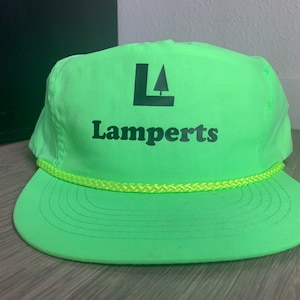 Vintage Lamperts Green Neon Nylon Snapback Rope Hat