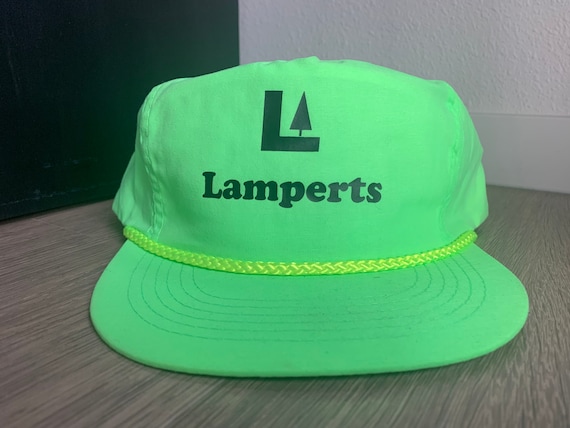 Vintage Lamperts Green Neon Nylon Snapback Rope Hat