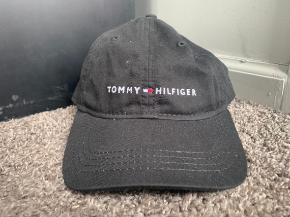 Vintage Black Tommy Hilfiger Leather Strapback Hat - image 1