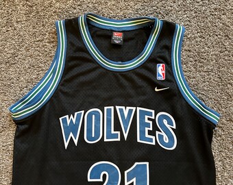 Vintage Minnesota Timberwolves Kevin Garnett Size Large Black Nike