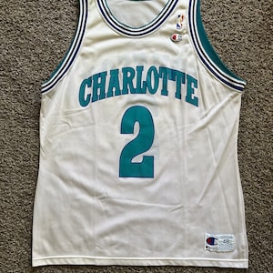 Larry Johnson White Charlotte Hornets Champion Jersey Size 48 XL Like New