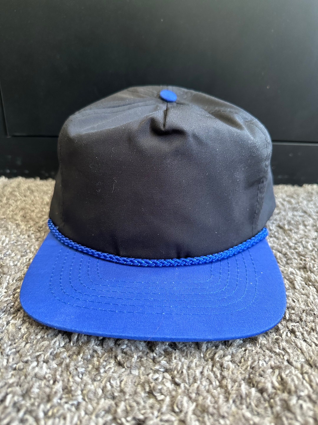 Vintage Blank Black and Blue Slide Rope Strapback Hat - Etsy