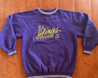 Vintage Minnesota Vikings maat extra groot jongens cadre atletisch paars getextureerde manchetten ronde hals sweatshirt
