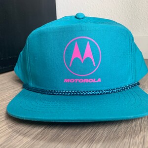 Vintage Motorola Blue and Pink Rope Snapback Hat Deadstock
