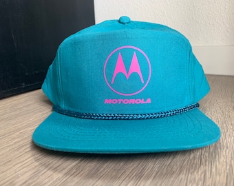 Vintage Motorola Blue and Pink Rope Snapback Hat Deadstock