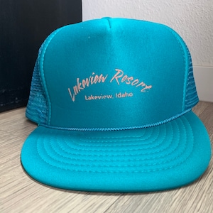 Vintage Lakeview Idaho Teal Foam Trucker Snapback Hat