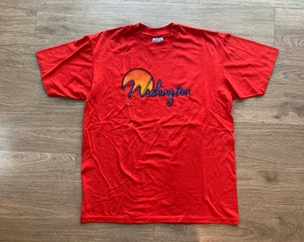 Vintage Deadstock Washington XL Hanes Red Single Stitch T Shirt