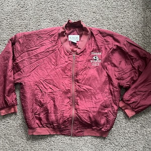 Vintage Timberwolves Coach Burgundy Bomber Jacket Size Large