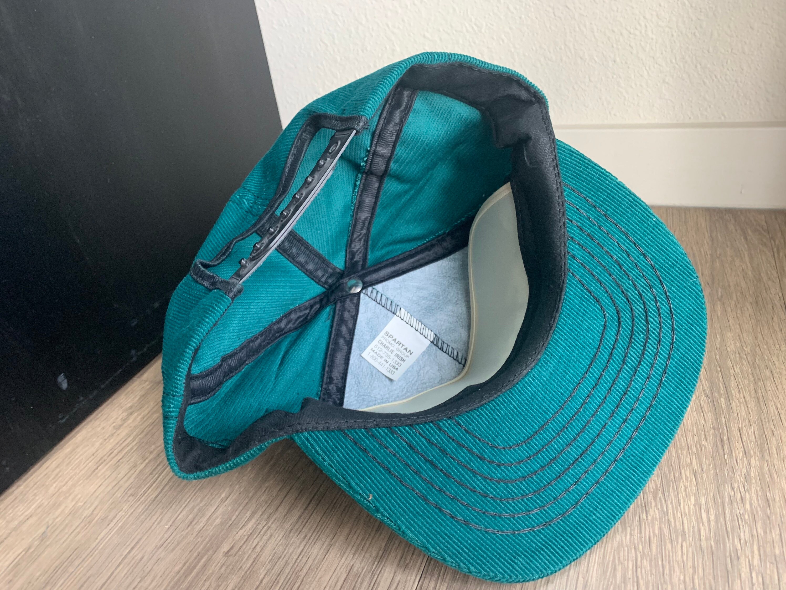 Vintage Green and White John Deere Corduroy Snapback Hat