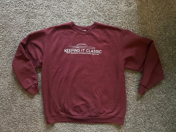 Vintage Brainerd International Speedway "Keeping it Classic" Maroon Size XL Crewneck Sweatshirt