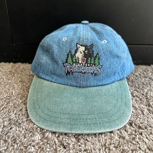 Vintage Minnesota Timberwolves Denim Leather Strap Hat
