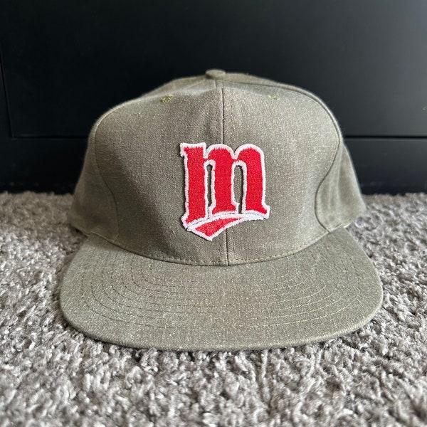 Vintage Minnesota Twins M Logo Gray Green Snpaback Hat