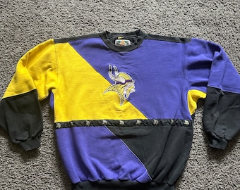Vintage Minnesota Vikings Multicolor Rare Large Embroidered Crewneck Sweatshirt