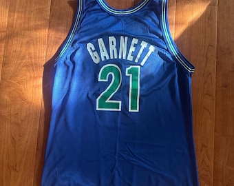 Vintage Minnesota Timberwolves Kevin Garnett Size Large 44 Blue