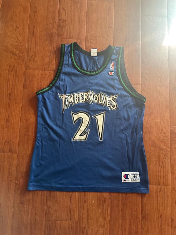 Vintage Minnesota Timberwolves Kevin Garnett Size Large 44 Blue