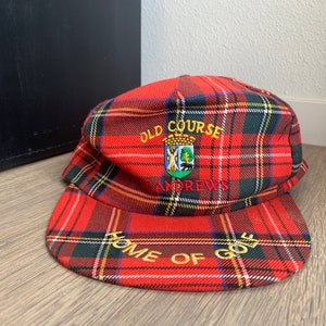 Vintage St. Andrews Red Plaid Home of Golf Rare Snapback