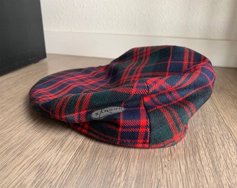 Vintage Kangol Flat Cap Beret Red Plaid Size Large
