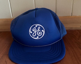 Vintage GE Blue Foam Trucker Snapback Hat