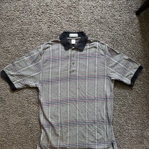 Vintage Munsingwear Size Medium Gray Striped Polo Shirt