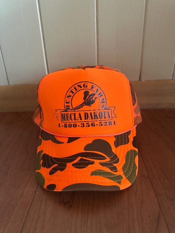Vintage Blaze Orange South Dakota Pheasant Foam Snapback Hat